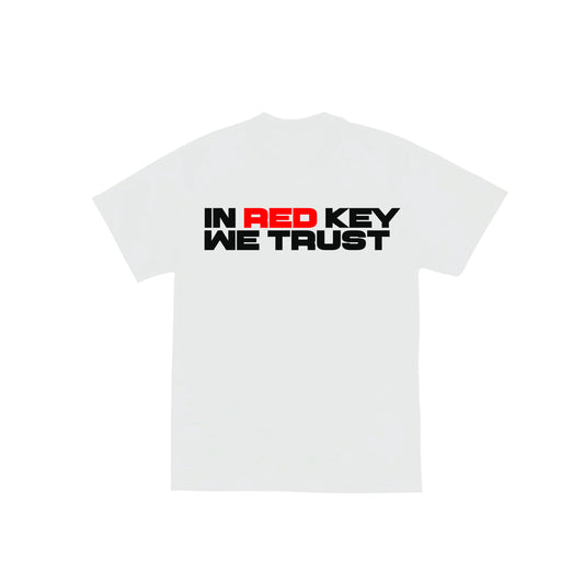 IN RED KEY WE TRUST T-SHIRT (WHITE)